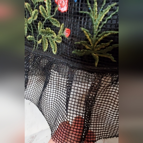 Mooerkeet Mesh Embriodered Floral Black Dress - Picture 3 of 10